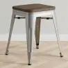 Buy Industrial Design Bar Stool - Wood & Steel - 45cm - New Edition - Metalix Steel 60145 - prices